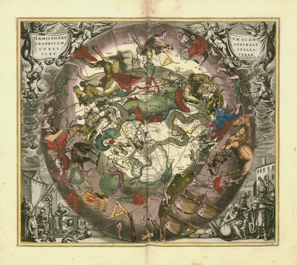 Plate 28: Hemisphærivm Scenographicum Australe Coeli Stellati Et Terre